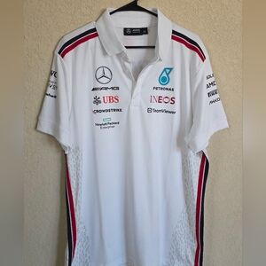 NWOT Mercedes Benz AMG Petronas Polo Shirt Formula One F1 White Mens XL